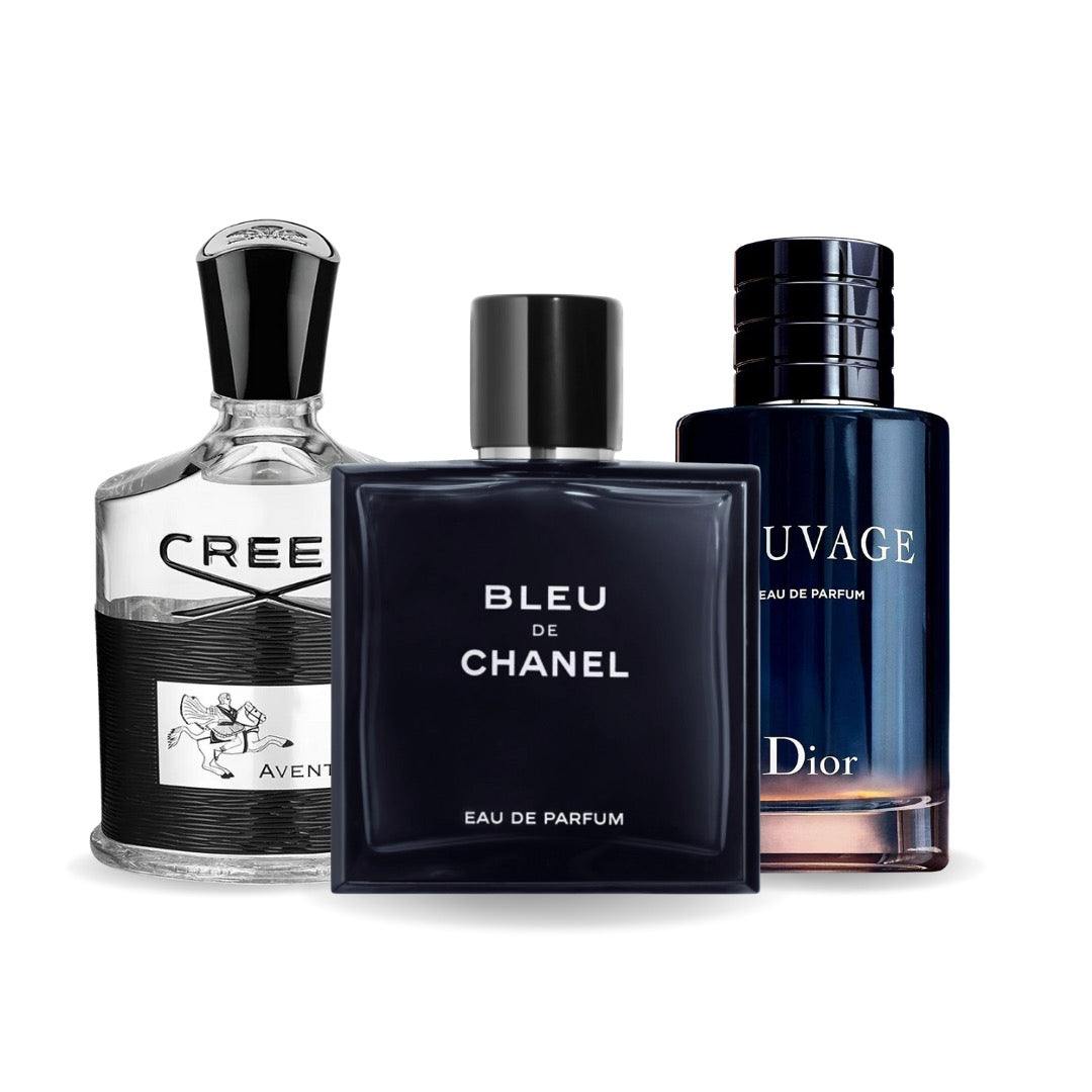 Conjunto de 3 perfumes | Creed Aventus, Bleu de Chanel, Dior Sauvage 100 ml