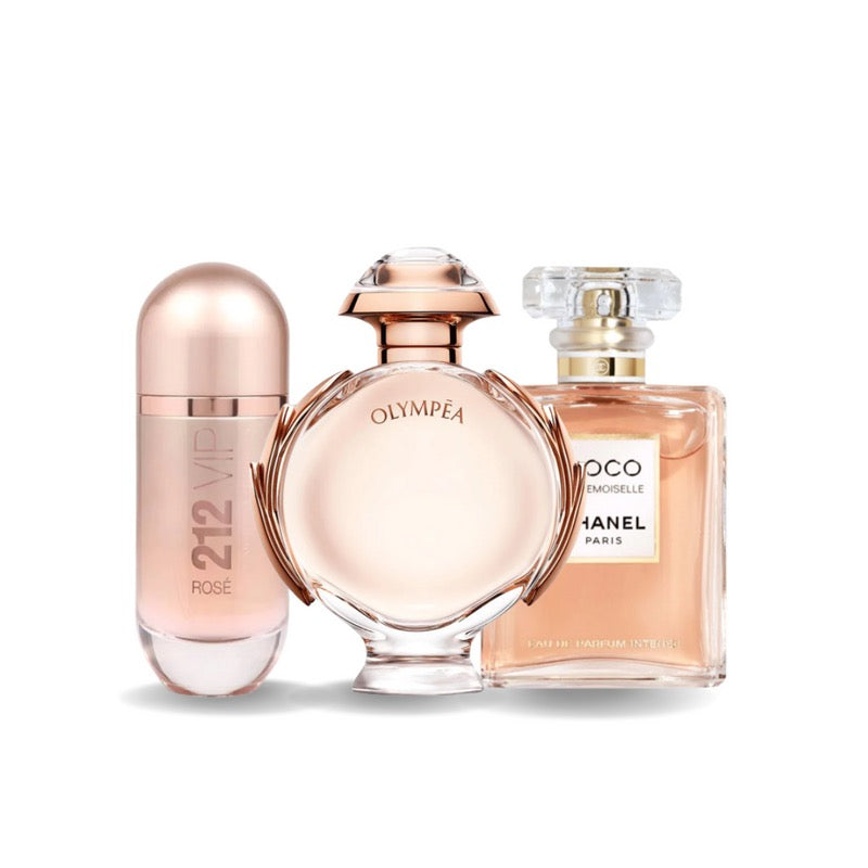 Conjunto de 3 perfumes | 212 VIP ROSÉ, OLYMPÉA, COCO MADEMOISELLE 100 ml