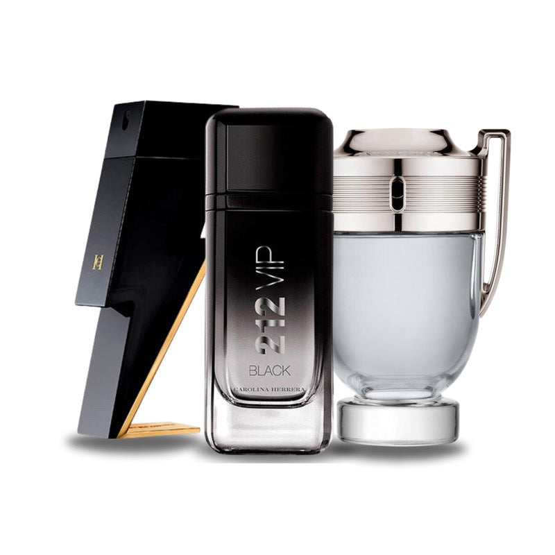Conjunto de 3 perfumes | BAD BOY, 212 VIP BLACK, Paco Rabanne INVICTUS 100 ml