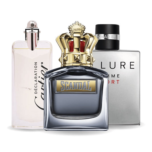 Conjunto de 3 perfumes | Allure Homme Sports, Jean Paul Gaultier Scandal, Cartier Declaration 100 ml