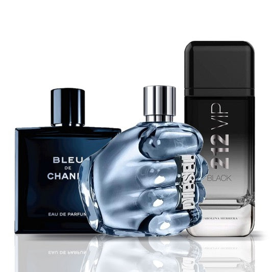 Conjunto de 3 perfumes | Bleu de Chanel + Diesel Only The Brava + 212 VIP Black