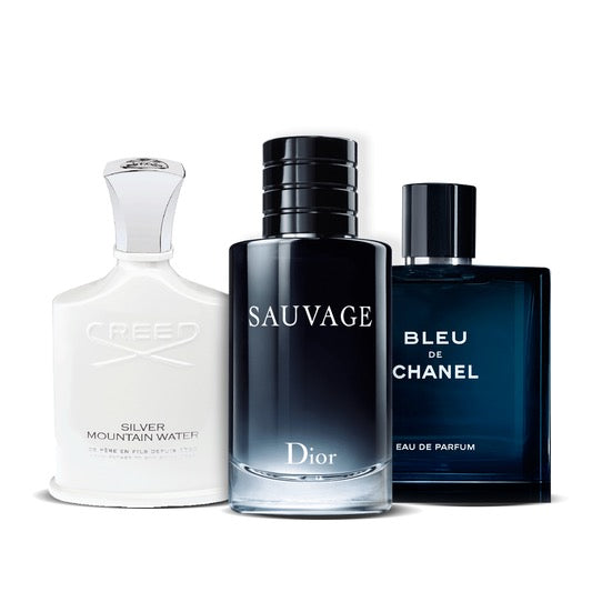 Conjunto de 3 perfumes | Creed Silver + Sauvage Dior + Bleu de Chanel 100 ml
