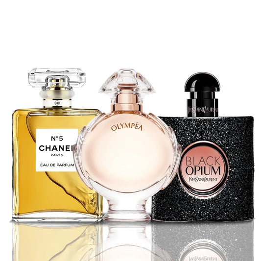 Conjunto de 3 perfumes | Chanel N°5 + Olympea + Black Opium