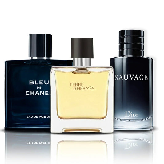 Conjunto de 3 perfumes | Bleu de Chanel, Terre D'Hermes i Sauvage (100 ml)